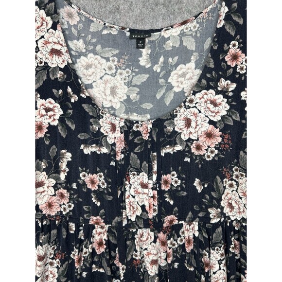 Torrid Floral Babydoll Hi Low Tunic Top Size 2X Scoop Neck Boho Chic - Picture 2 of 6